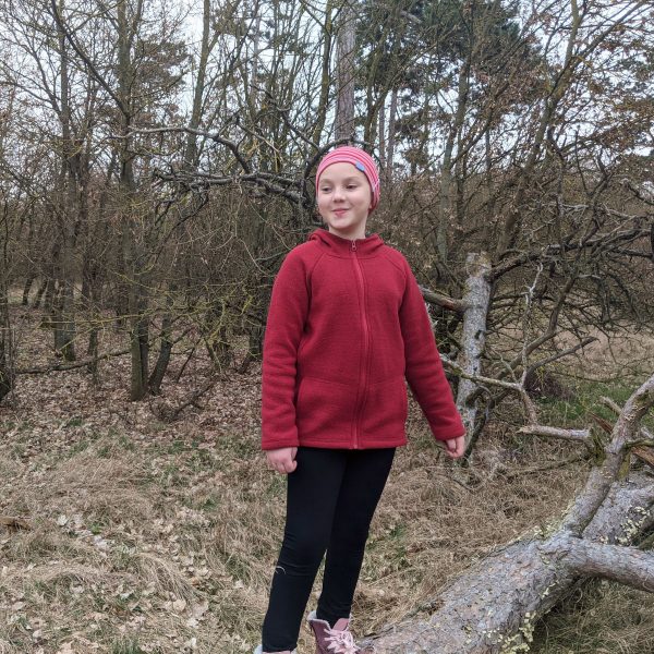 Detská mikina z merino vlny z predu - červená